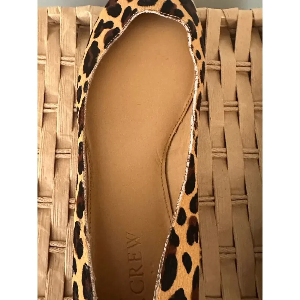 J.Crew Leopard Calf Hair Block Heel Pumps Size 7 Animal Print Leather Shoes